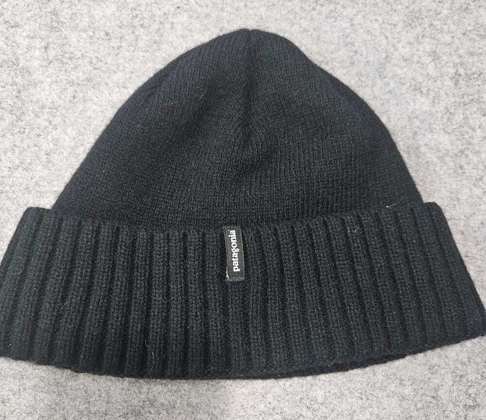 Patagonia Brodeo Beanie Black Ribbed Wool Blend Hat Cap Unisex One Size